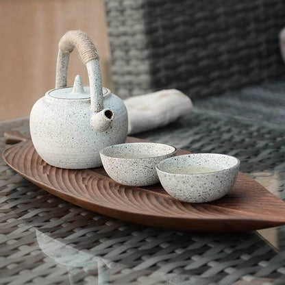 Snack Tray Leaf-Shaped Walnut Wood Lined or Smooth Finish