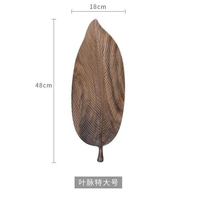 Snack Tray Leaf-Shaped Walnut Wood Lined or Smooth Finish