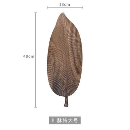 Snack Tray Leaf-Shaped Walnut Wood Lined or Smooth Finish