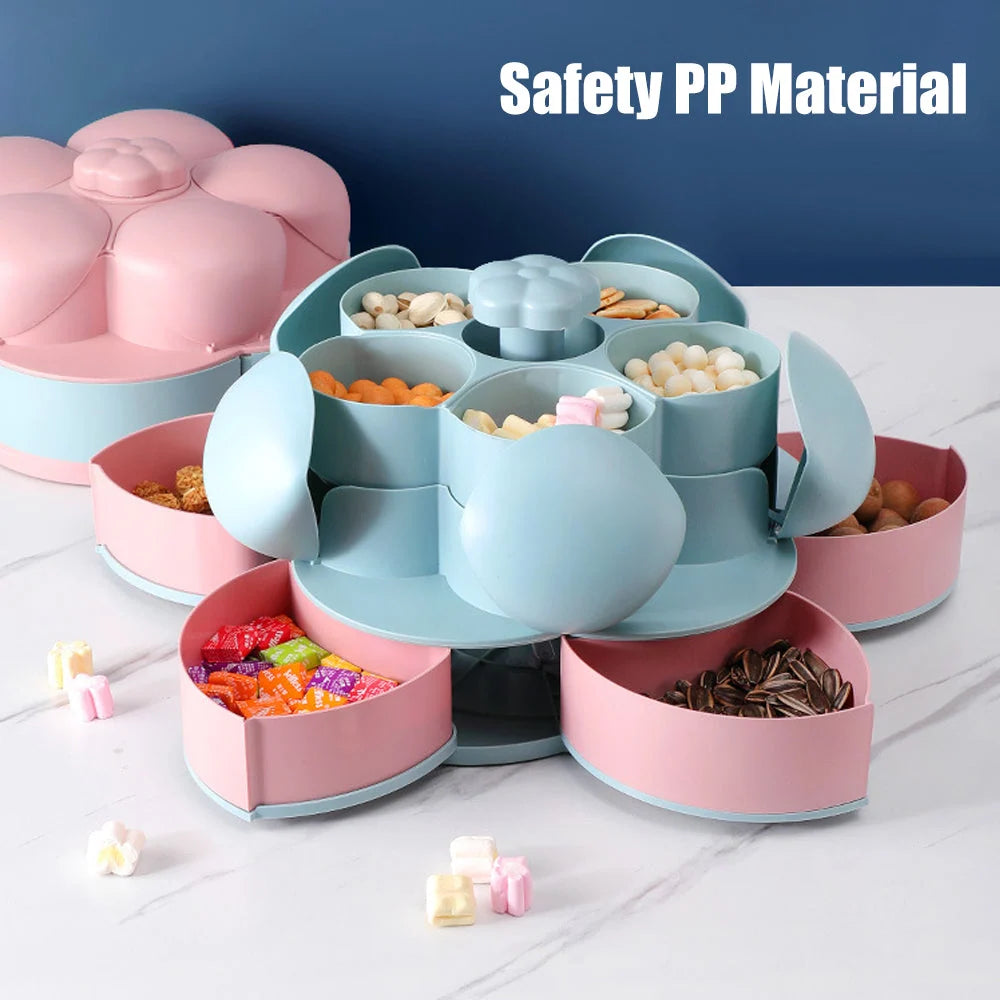 Snack Tray Two-Tier Rotating Divided Compartments