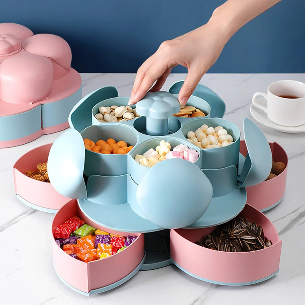 Snack Tray Two-Tier Rotating Divided Compartments