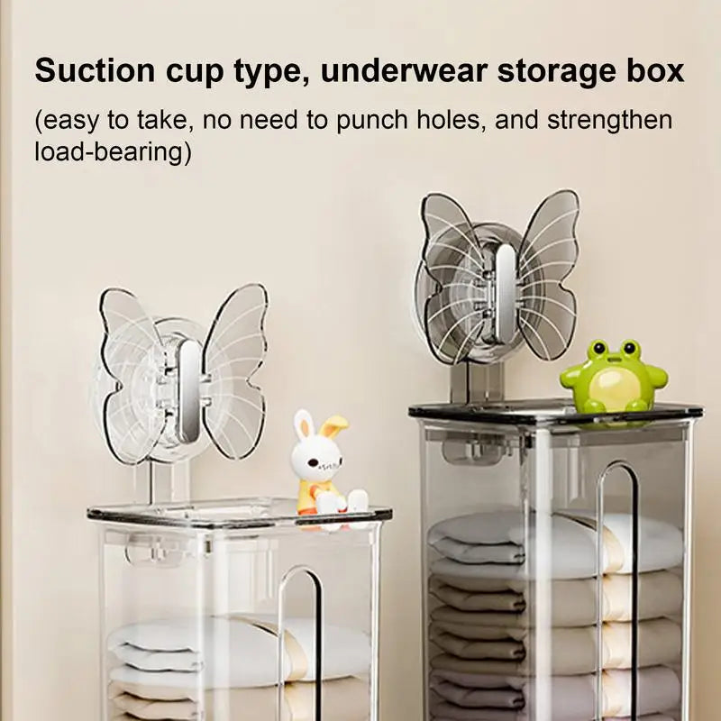 Sock And Underwear Organizer Clear Wall-Mounted With Suction Cups