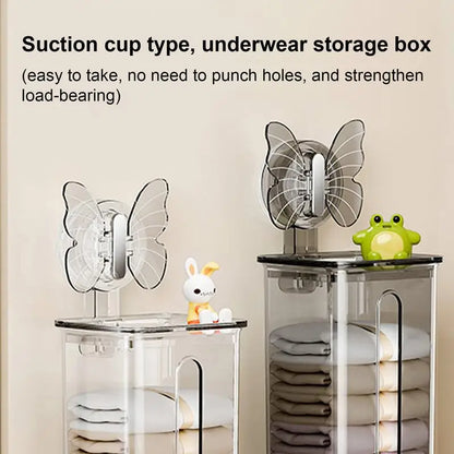 Sock And Underwear Organizer Clear Wall-Mounted With Suction Cups