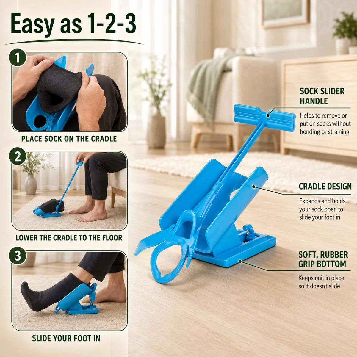 Sock & Stocking Aid Folding 26 Inch Cushioned Grip