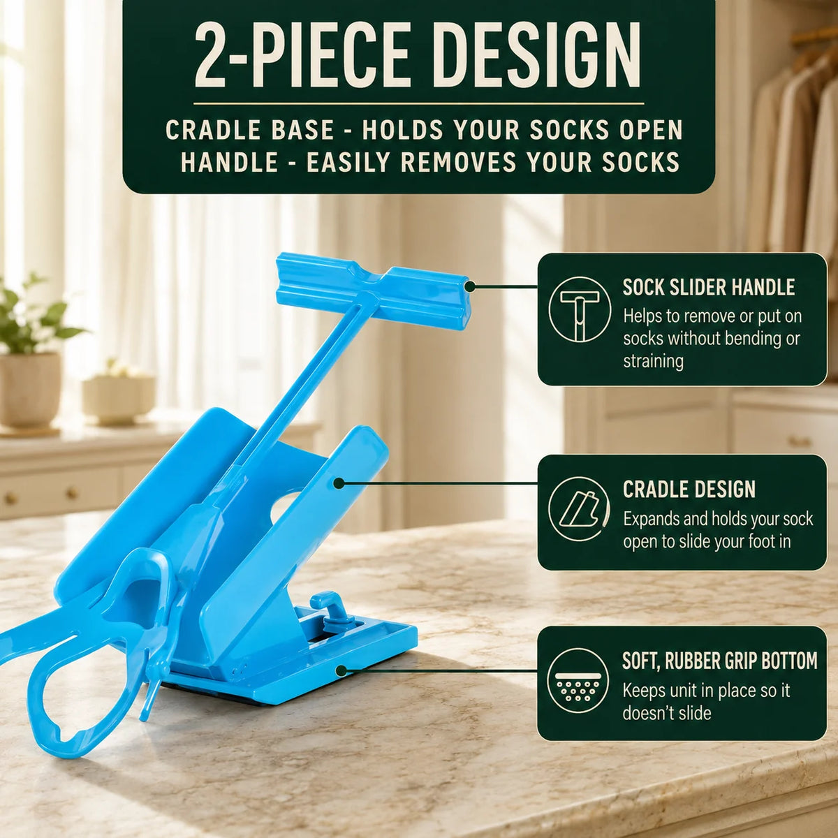 Sock & Stocking Aid Folding 26 Inch Cushioned Grip