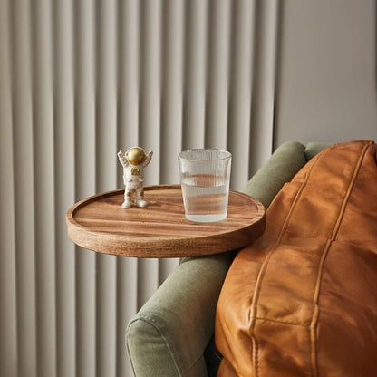 Sofa Arm Tray Clip-On Solid Wood Walnut Space-Saving