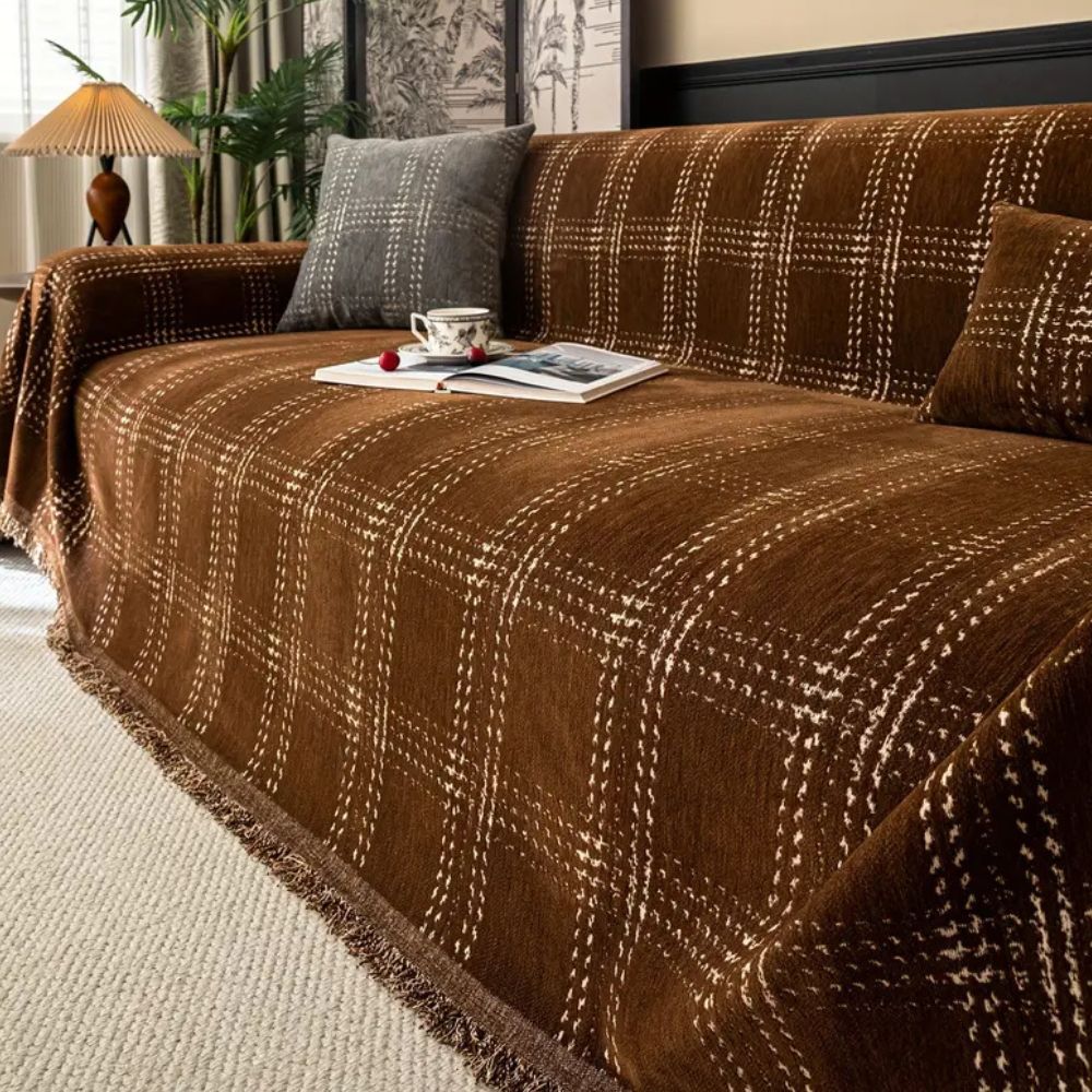 Sofa Cover Chenille Plaid Anti Slip Machine Washable