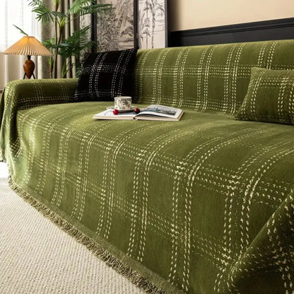 Sofa Cover Chenille Plaid Anti Slip Machine Washable