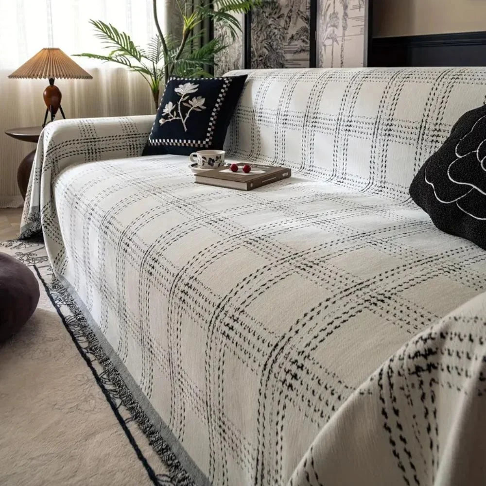Sofa Cover Chenille Plaid Anti Slip Machine Washable