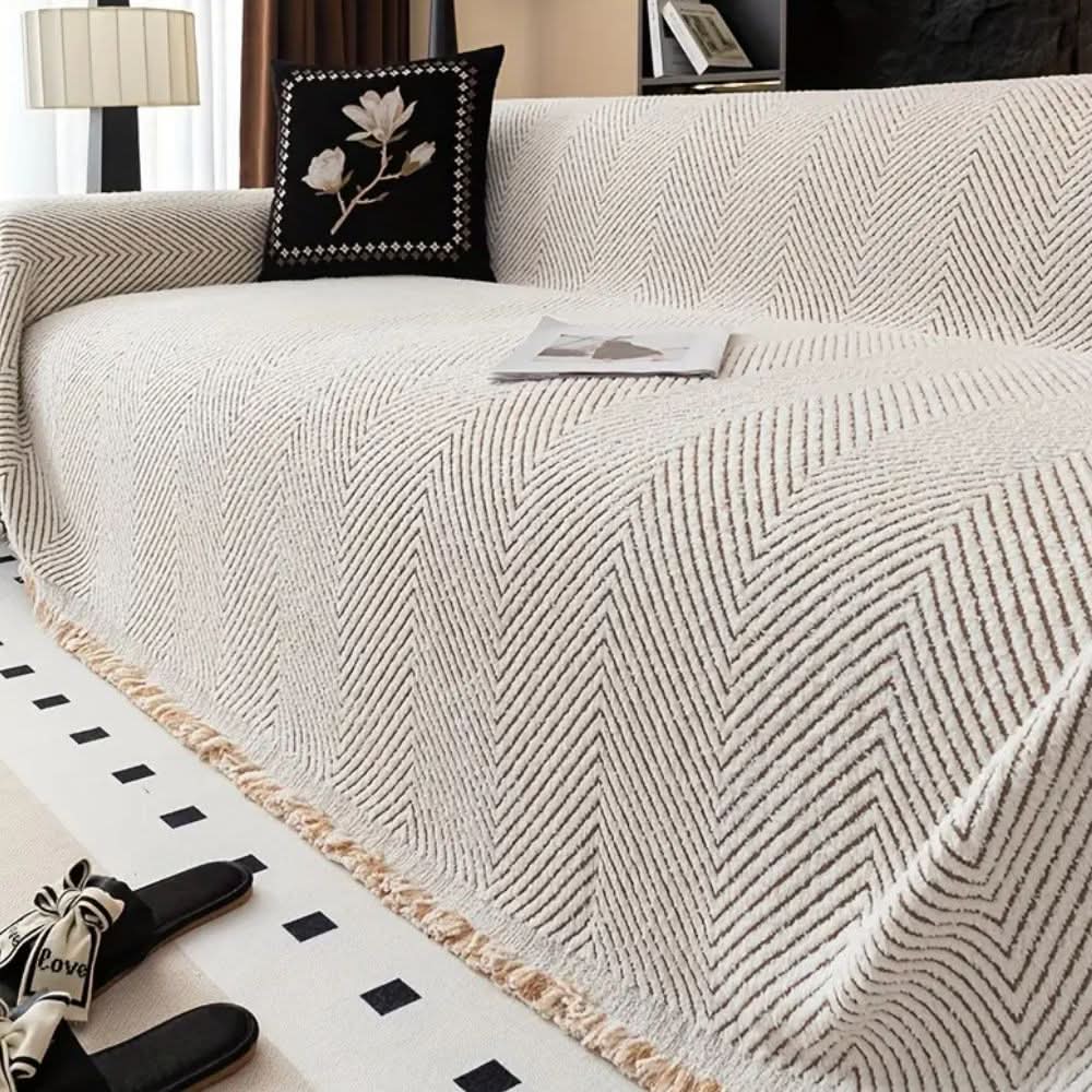 Sofa Cover Herringbone Splash-Resistant Non-Slip Backing