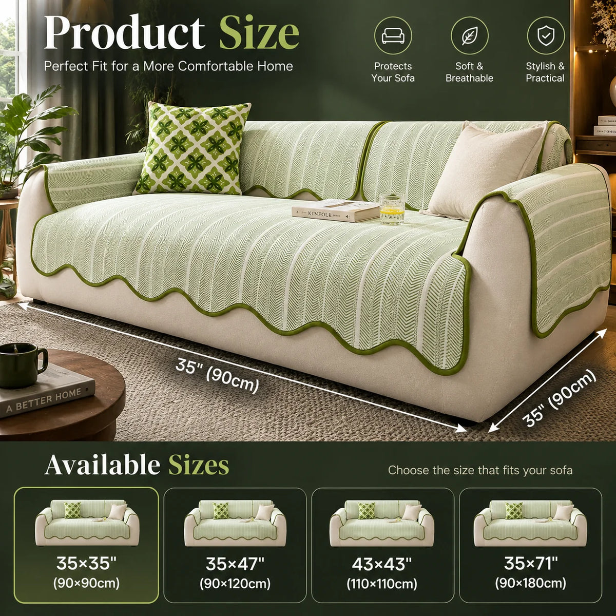Sofa Cover Microfiber & Machine Washable No Straps