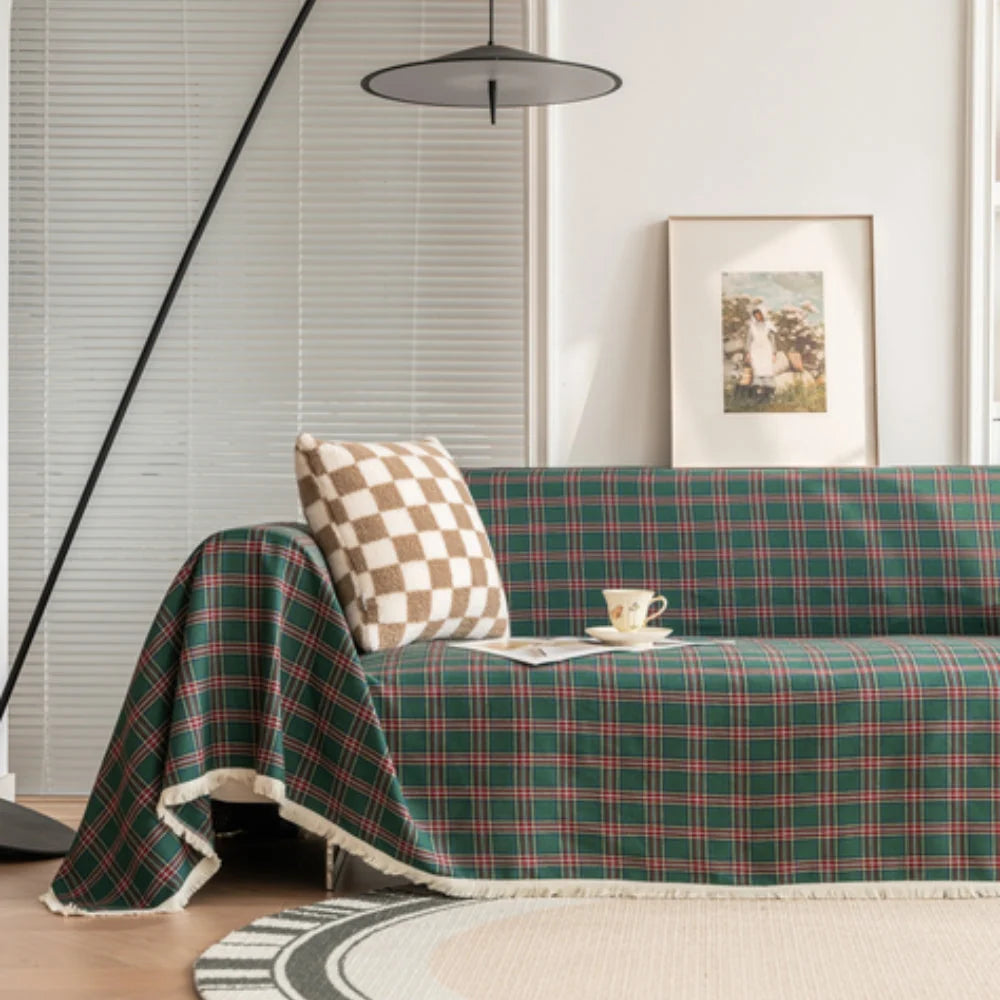 Sofa Cover Microfiber Plaid Machine Washable