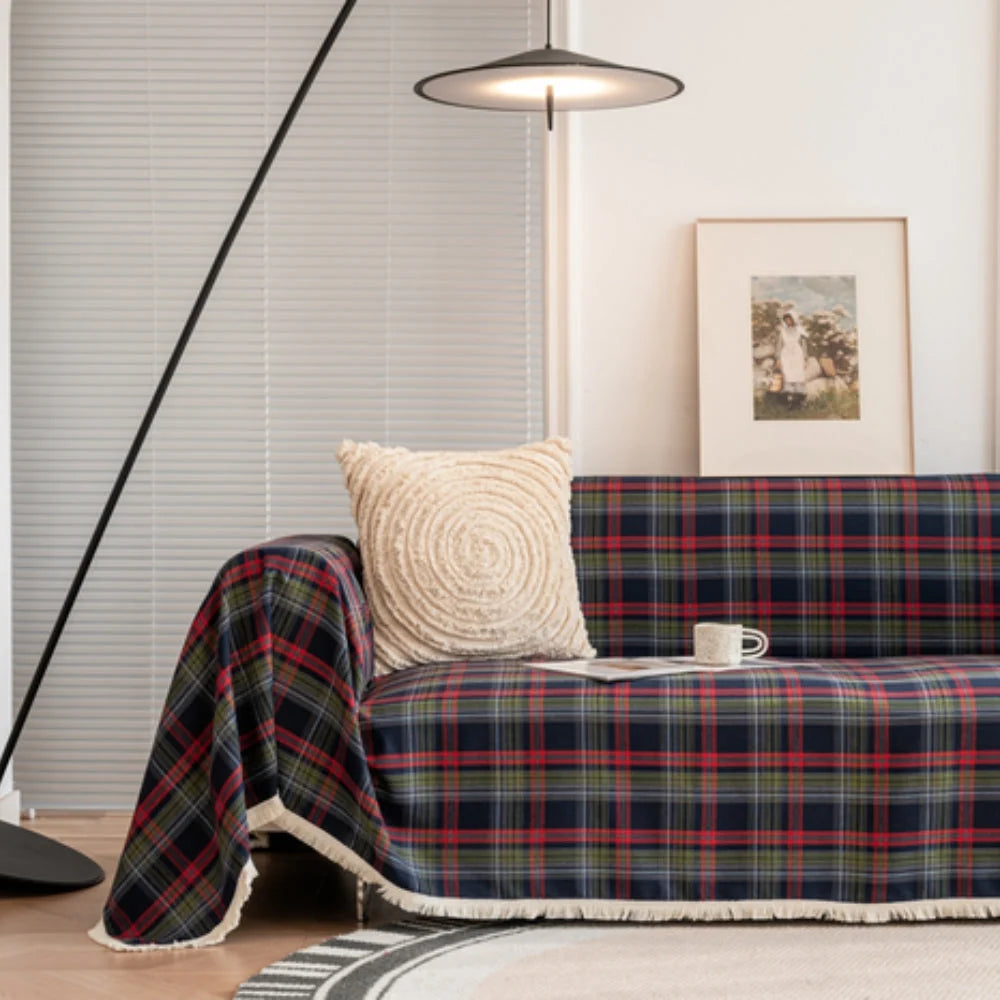 Sofa Cover Microfiber Plaid Machine Washable