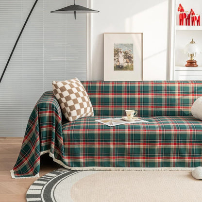 Sofa Cover Microfiber Plaid Machine Washable