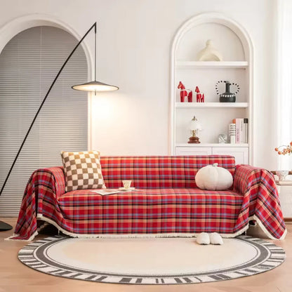 Sofa Cover Microfiber Plaid Machine Washable