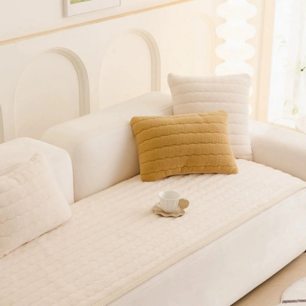 Sofa Cover Plush Microfiber Scratch-Resistant & Pet-Friendly