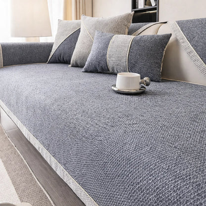 Sofa Cover Quilted Breathable Cotton-Linen Non-Slip