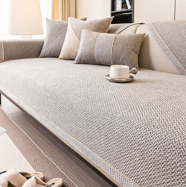 Sofa Cover Quilted Breathable Cotton-Linen Non-Slip