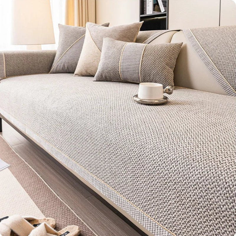 Sofa Cover Quilted Breathable Cotton-Linen Non-Slip