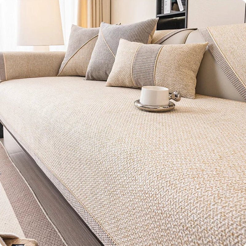 Sofa Cover Quilted Breathable Cotton-Linen Non-Slip