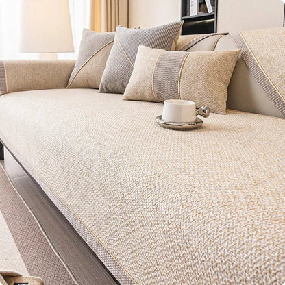Sofa Cover Quilted Breathable Cotton-Linen Non-Slip