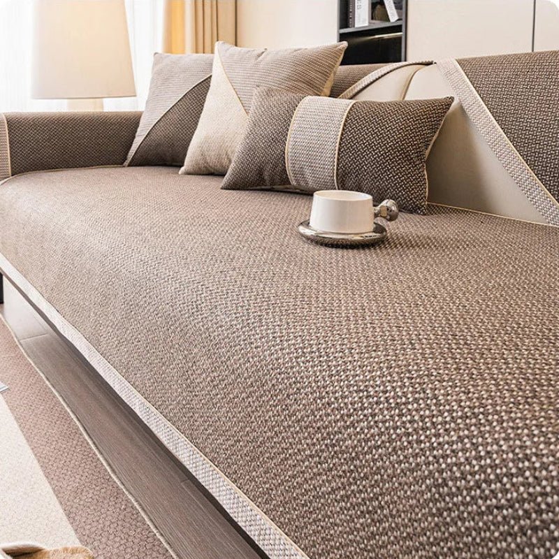 Sofa Cover Quilted Breathable Cotton-Linen Non-Slip