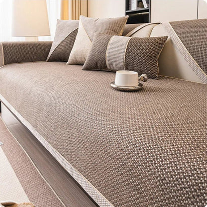 Sofa Cover Quilted Breathable Cotton-Linen Non-Slip