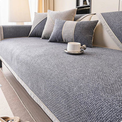Sofa Cover Quilted Breathable Cotton-Linen Non-Slip