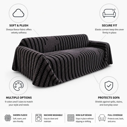 Sofa Cover Sherpa Fleece Anti-Slip Elastic Corners
