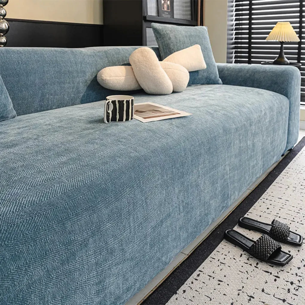 Sofa Slipcover Full-Coverage Stretch-Fit Herringbone