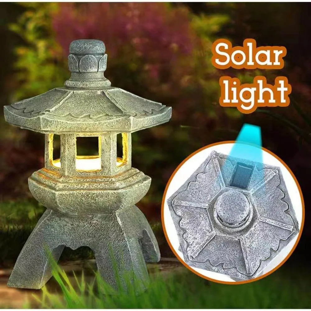 Solar Garden Lantern Pagoda Design Solar-Powered Automatic Dusk Lighting