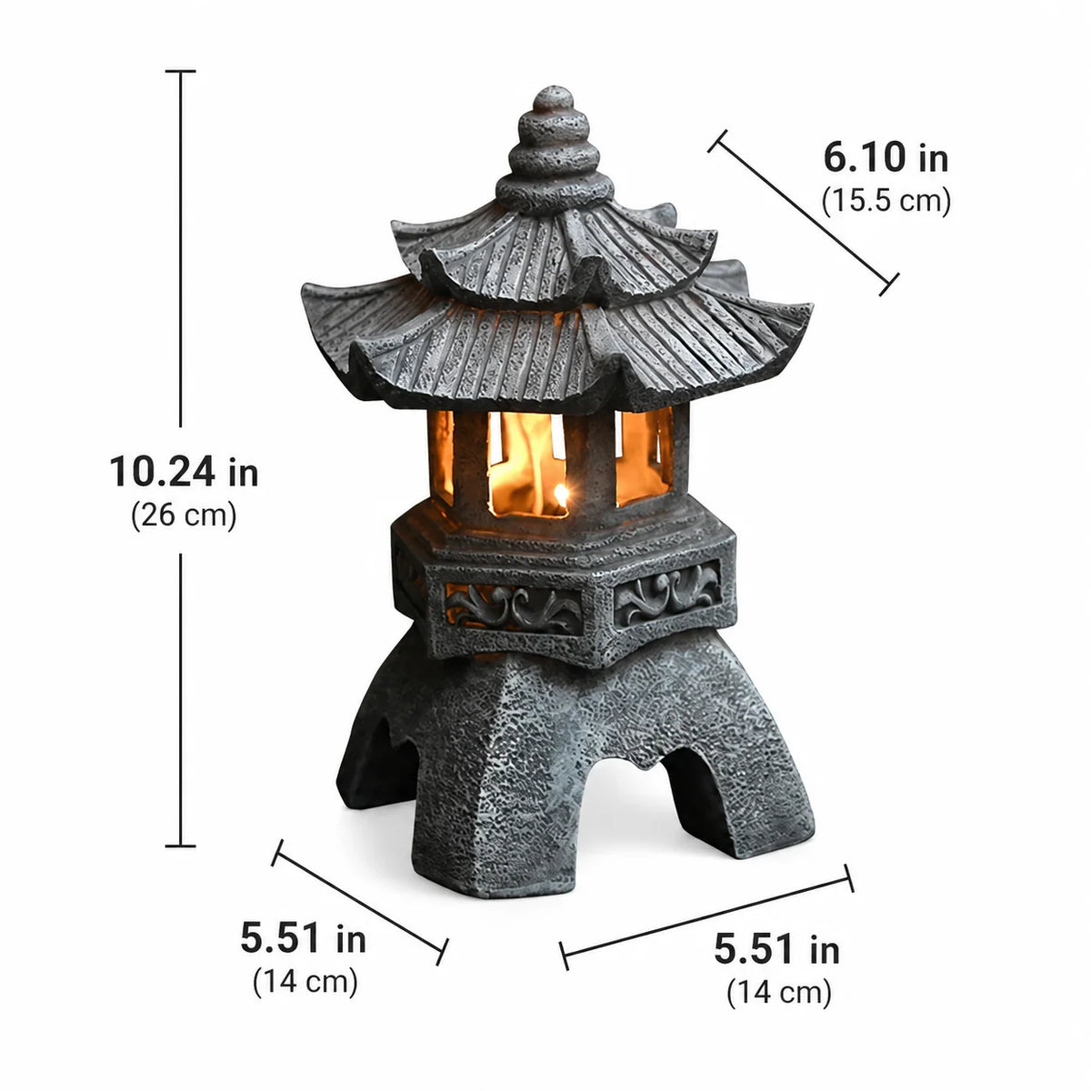 Solar Garden Lantern Pagoda Design Solar-Powered Automatic Dusk Lighting