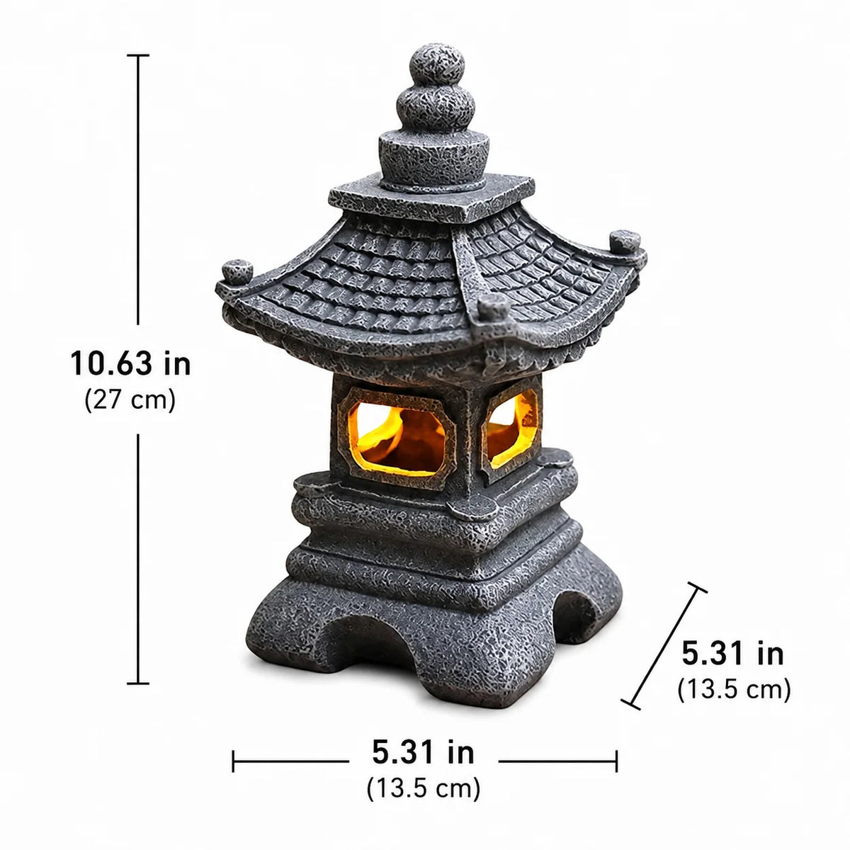 Solar Garden Lantern Pagoda Design Solar-Powered Automatic Dusk Lighting