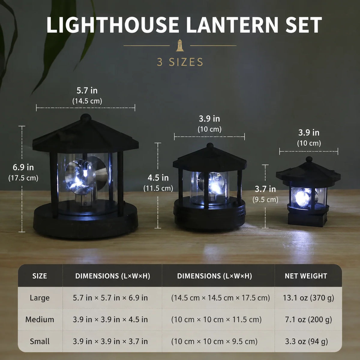 Solar Garden Light Rotating Lighthouse Design Automatic Dusk Lighting