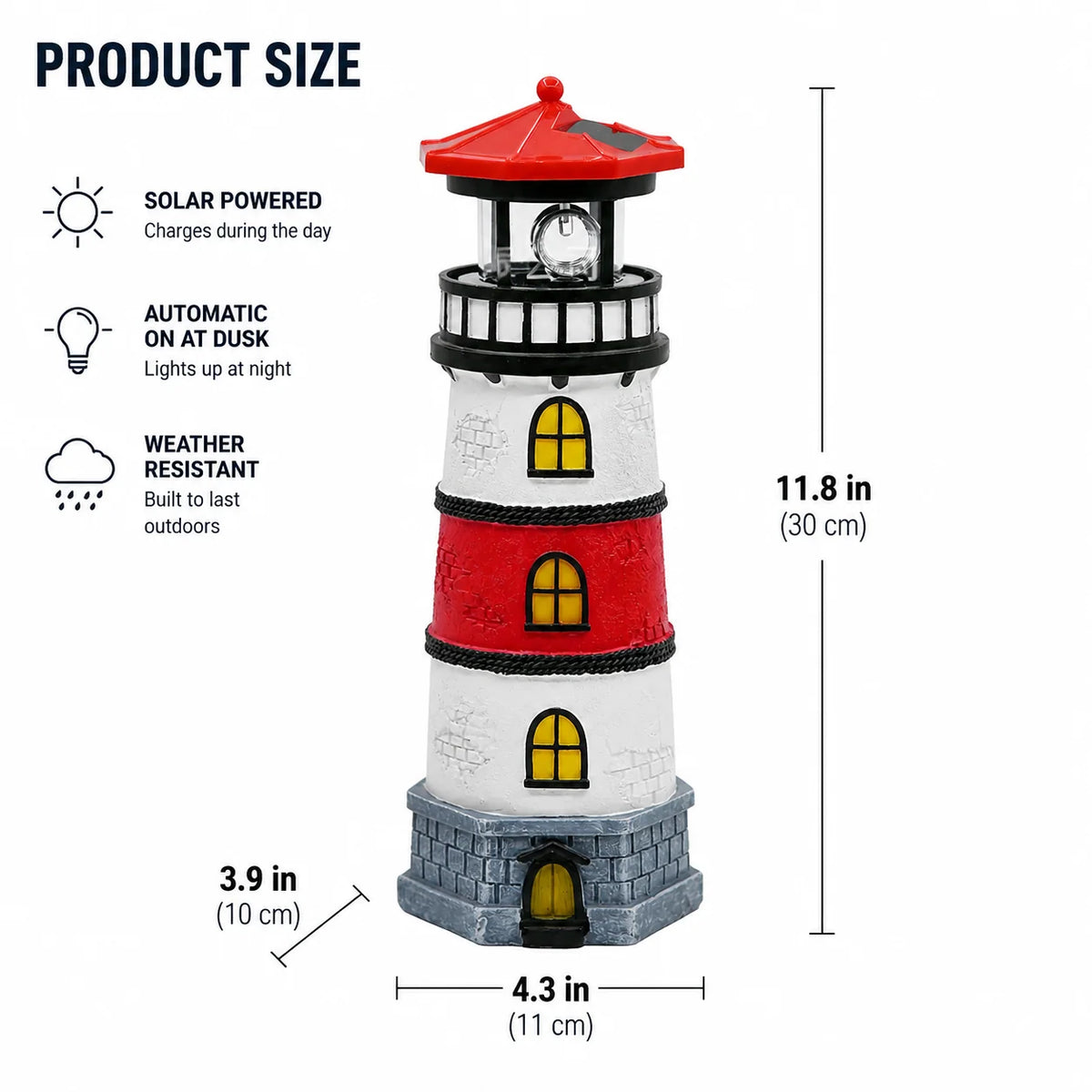 Solar Garden Light Solar-Powered Rotating LED Beacon