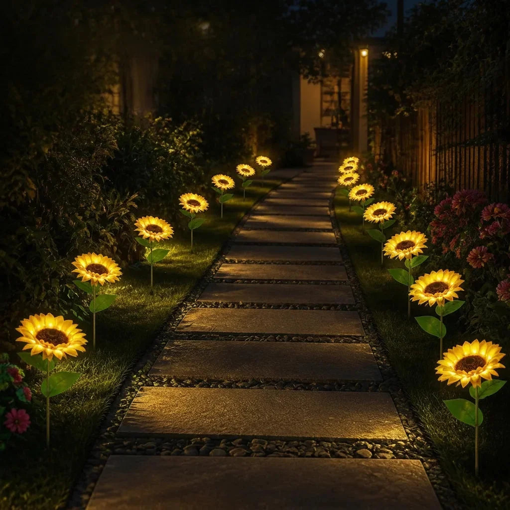 Solar Garden Light Sunflower Design Dusk Sensor