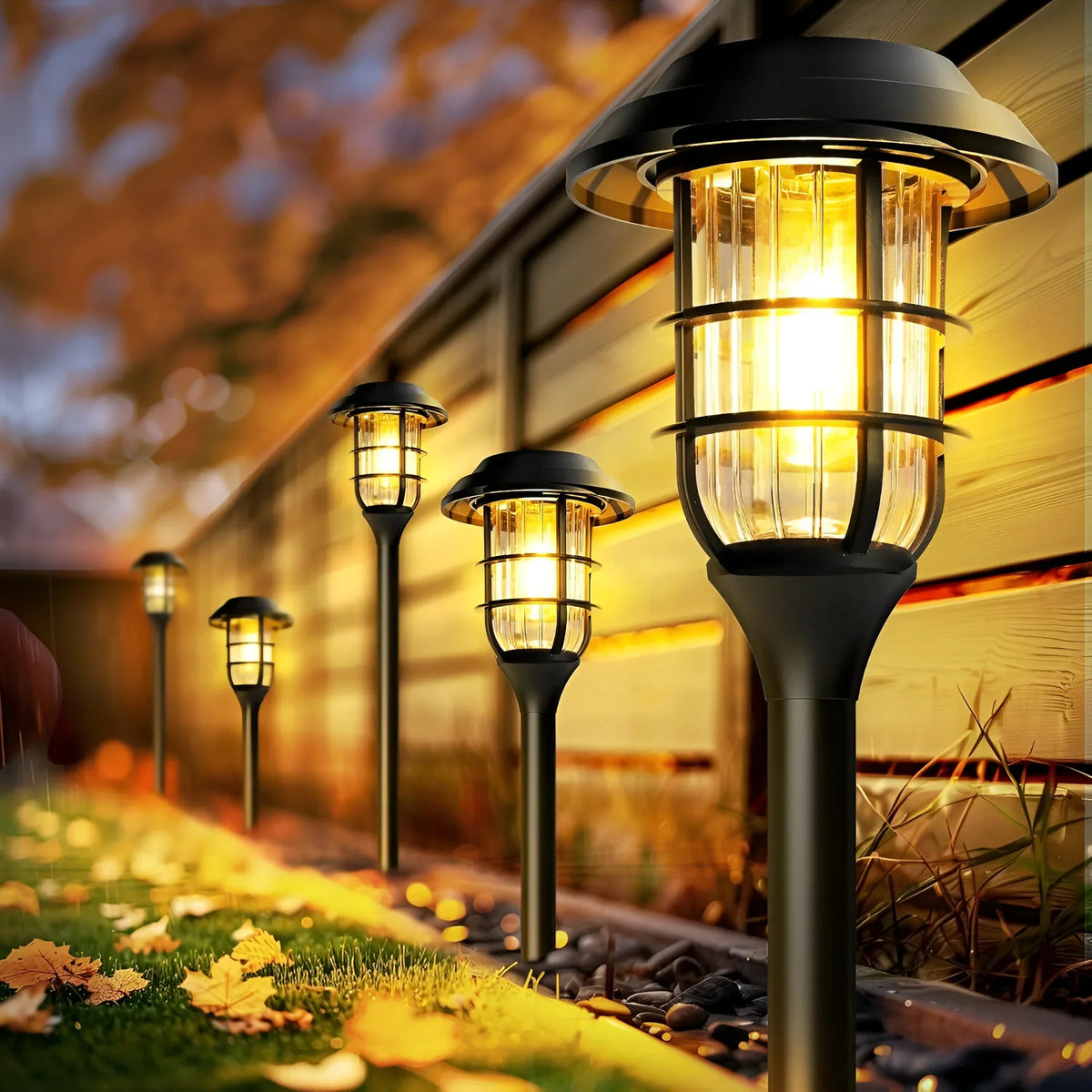 Solar Garden Lights Warm Flickering Solar-Powered Weather-Resistant