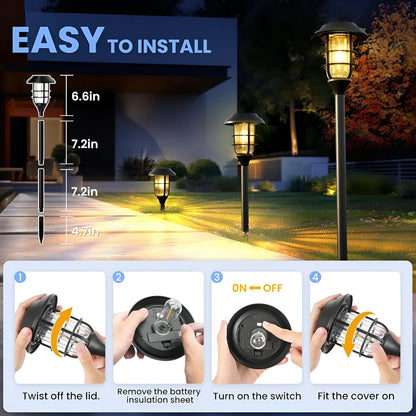 Solar Garden Lights Warm Flickering Solar-Powered Weather-Resistant