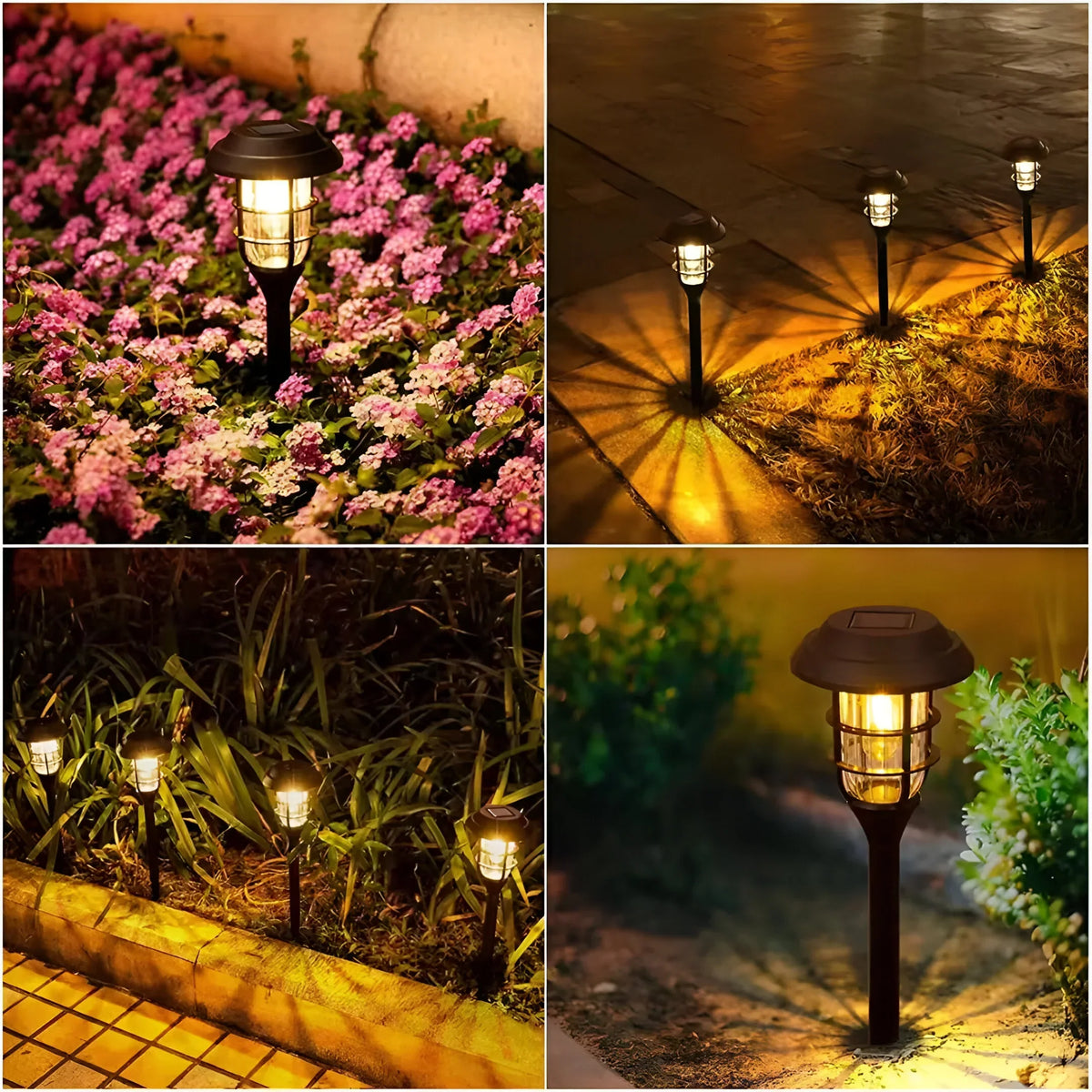 Solar Garden Lights Warm Flickering Solar-Powered Weather-Resistant
