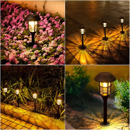 Solar Garden Lights Warm Flickering Solar-Powered Weather-Resistant