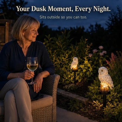 Solar Garden Owl Light Dusk-To-Dawn Weather-Resistant