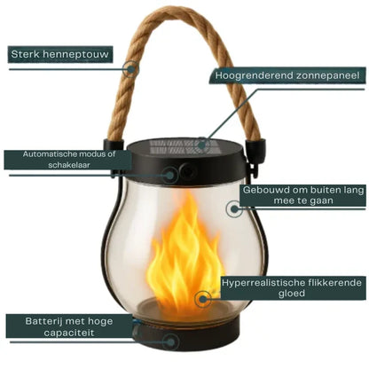 Solar Lantern Flickering Flame Waterproof