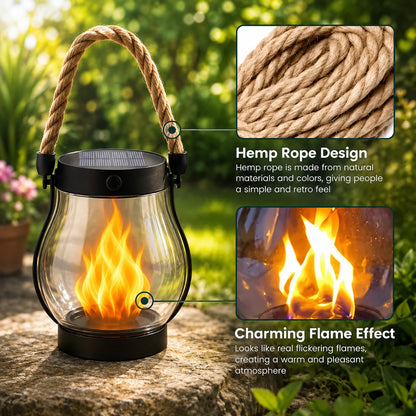 Solar Lantern Flickering Flame Weatherproof 12-Hour Runtime