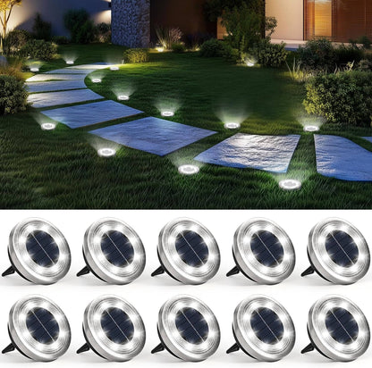Solar Pathway Lights Stainless Steel Flush-Mount Waterproof IP65