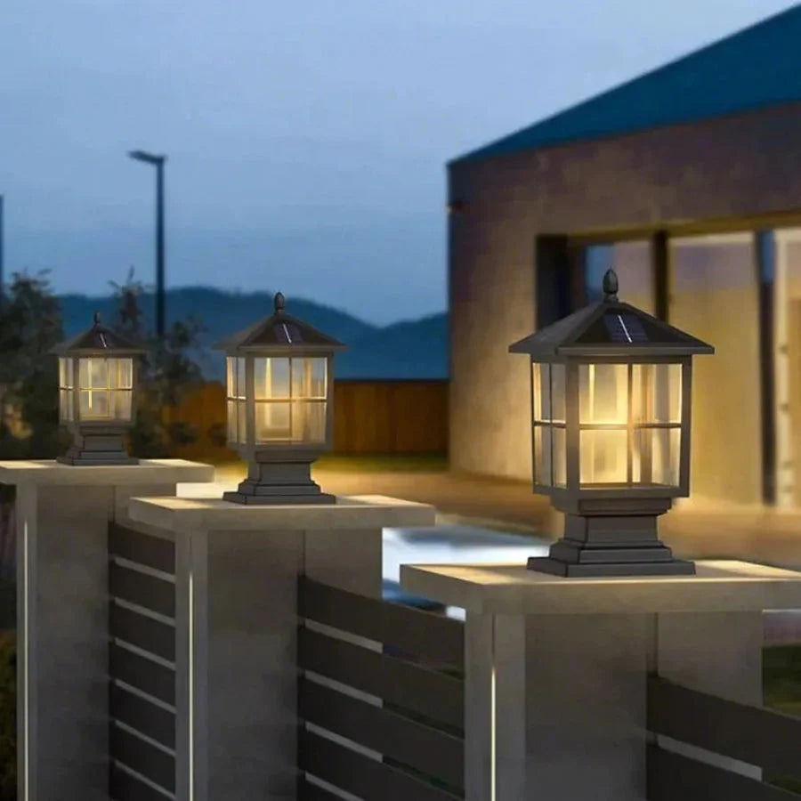 Solar Pillar Light IP65 Waterproof 3 Adjustable Color Temperatures