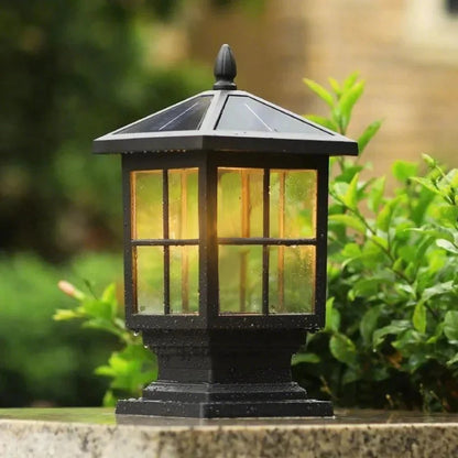Solar Pillar Light IP65 Waterproof 3 Adjustable Color Temperatures
