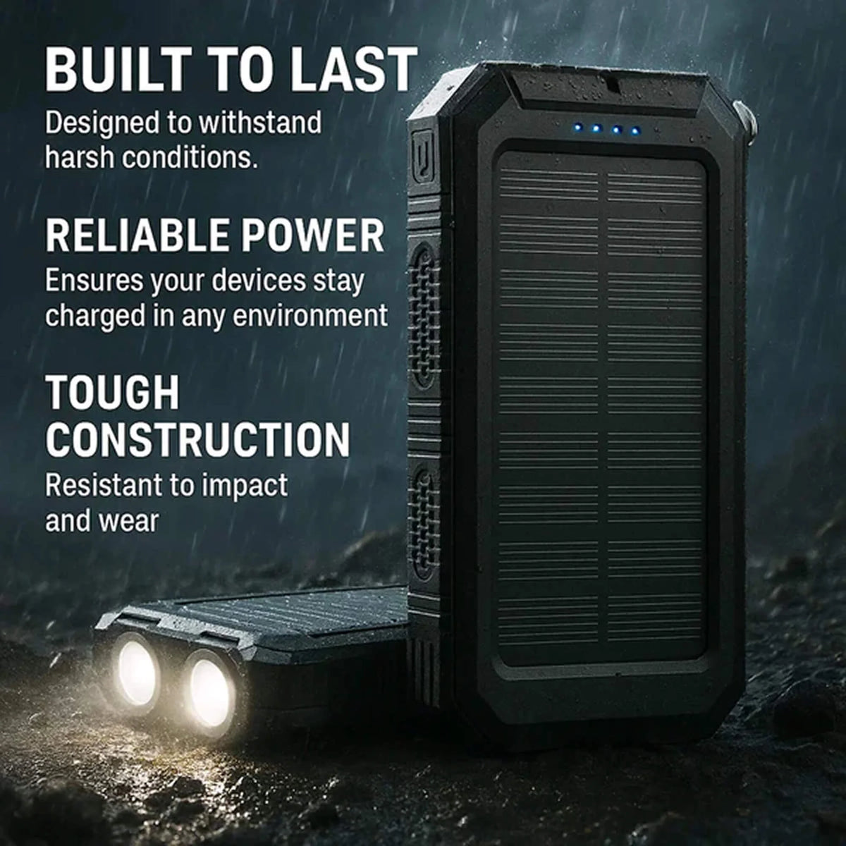 Solar Power Bank 500000mAh Dual USB Waterproof & Shockproof