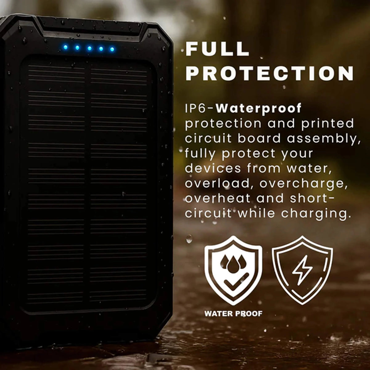 Solar Power Bank 500000mAh Dual USB Waterproof & Shockproof