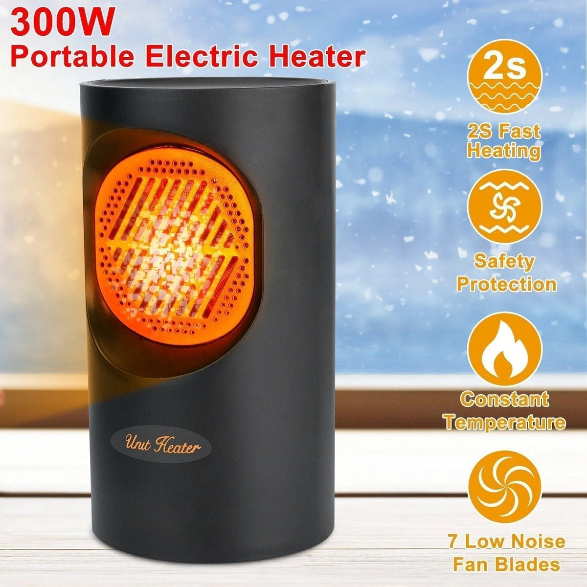 Space Heater Compact Spiral Energy Saving 300W Quiet