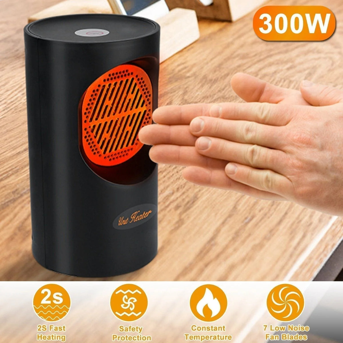 Space Heater Compact Spiral Energy Saving 300W Quiet